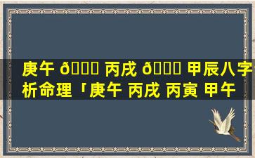 庚午 🕊 丙戌 🐝 甲辰八字分析命理「庚午 丙戌 丙寅 甲午」